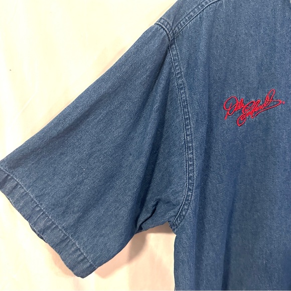 Vtg Dale Earnhardt Sr Nascar Shirt Short Sleeve Blue Button Down Chambray - Picture 6 of 11